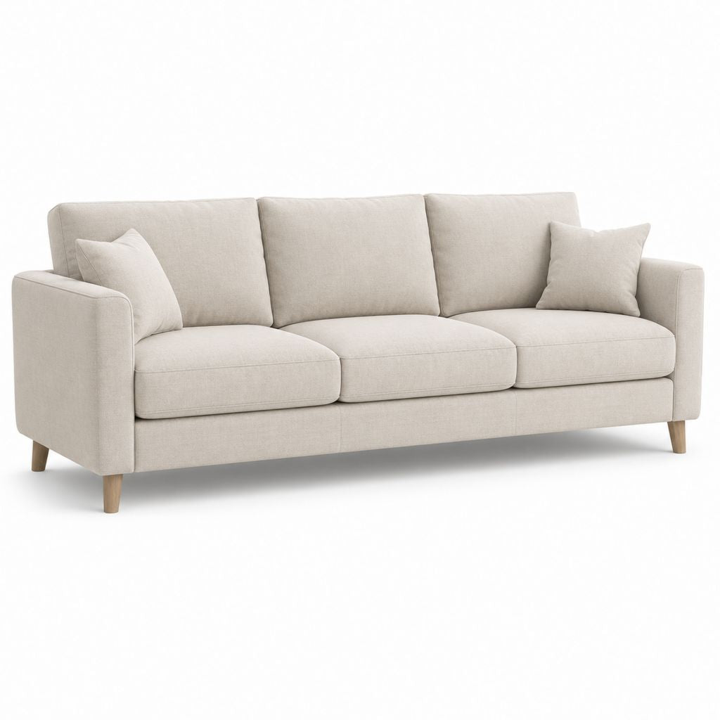 Lineares Sofa 3 hell beige Plätze 218 × 88 × 87 cm mit Polyester-Beschichtung
