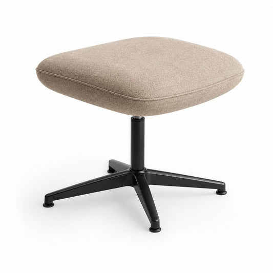 Gepolsterte rechteckige Fußsohlen aus Stoff mit Metall, Beige und Schwarz, 62 × 52 × 43 cm