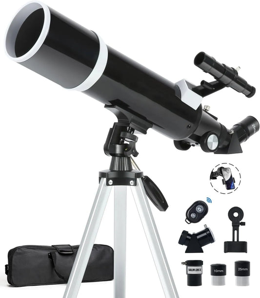 Astronomisches Teleskop für Beobachtung von Mond, Sternen und Natur, Beobachtungsfernrohr für Einsteiger und Erwachsene, 80 mm, 600 mm