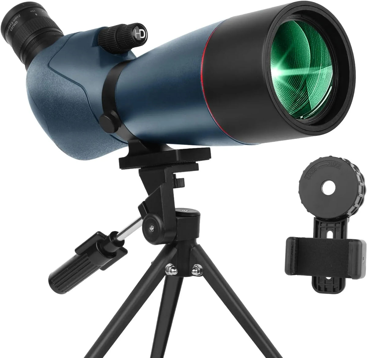Beobachtungsfernrohr, Spektiv mit Zoom, 25-75x Zoom, 70 mm Objektiv, mit BAK4-Prisma, mit Stativ, mit Transporttasche