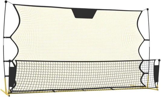 Ball-Rebounder mit Rückprallnetz, Kickback-Trainingsnetz, schwarz, gelb, 5.14 kg, für Fußball, Handball und Ballkontrolle, SKM