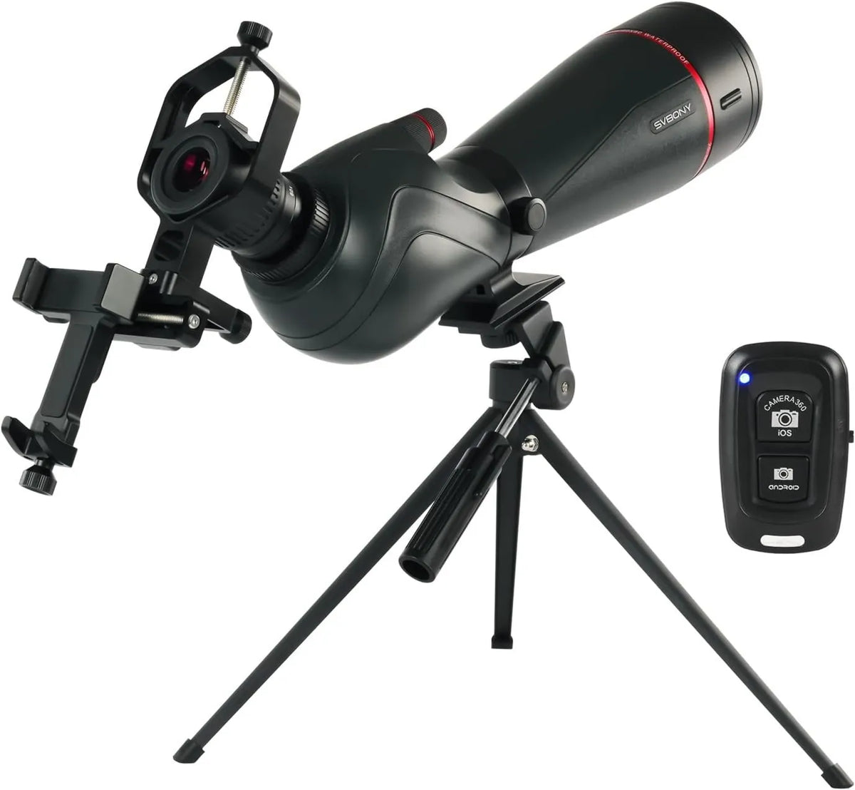 Spektiv mit Zoom SVBONY SV406 20, 60x80 mm, Beobachtungsfernrohr, BAK4/FMC-Optik, IPX7, mit Stativ, mit Transporttasche, wasserdicht