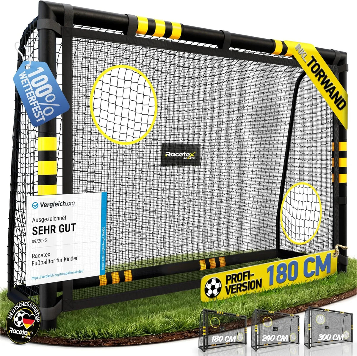 Fußballtor mit Netz, Trainingstor, für Garten, Verein und Schusstraining