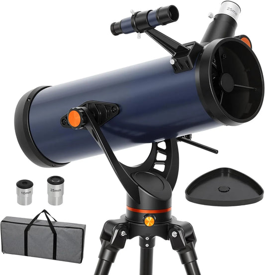 Astronomisches Teleskop, Beobachtungsfernrohr für Einsteiger und Erwachsene, 1000 mm Öffnung, 114mm, 1000mm, für Beobachtung von Mond