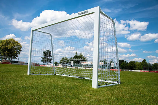 Fußballtor mit Netz, klappbare Konstruktion, wetterfest, aus Aluminium, 1,2m, 1,2 m; Trainingstor für Garten, Verein und Schusstraining