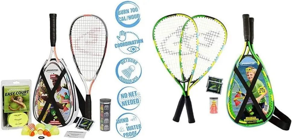 Badminton-Set für Garten, Training und Freizeitspiel, aus Carbon, mit Schlägern, Federballschläger mit Zubehör