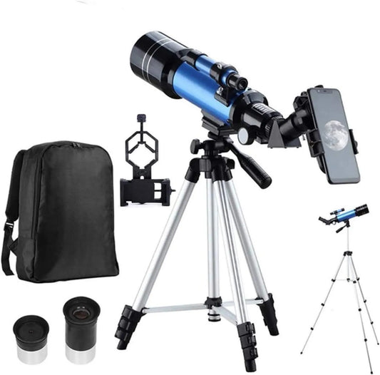 Linsenteleskop für Himmelsbeobachtung, Astronomisches Refraktor-Teleskop, 70 mm, 400 mm, mit Transporttasche