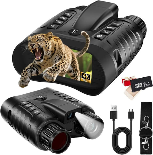 Digitales Nachtsichtgerät, Infrarot-Fernglas mit Foto- und Videoaufnahme, 8X, 36MP, 4K, 4500mAh, für Tierbeobachtung, Camping