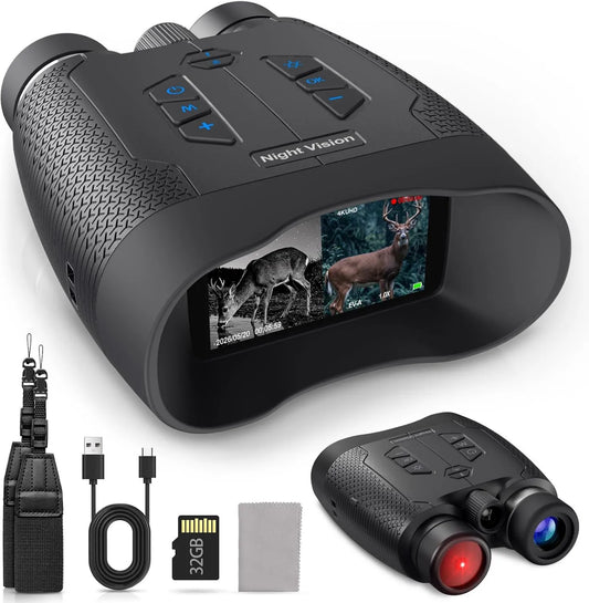 Infrarot-Fernglas mit Foto- und Videoaufnahme, Digitales Nachtsichtgerät, 8X, 4K, 5000mAh, 500M, 32 GB, für Tierbeobachtung, Camping