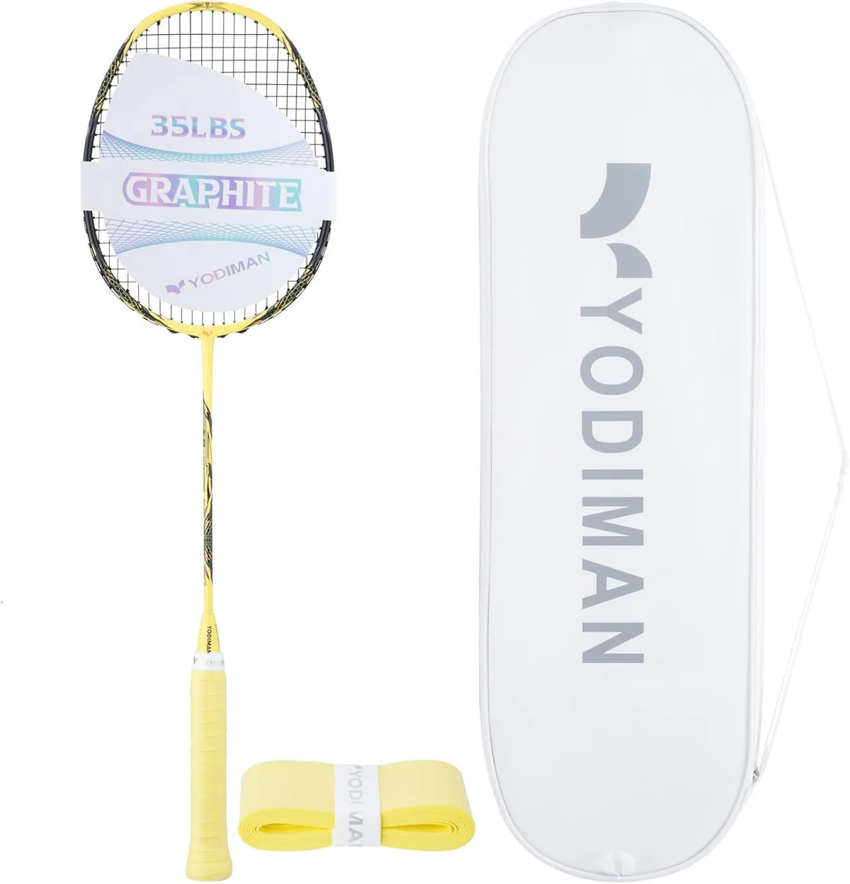 Badmintonschläger, Federballschläger, aus Carbon, 35 lbs, 25 lbs, 0,68 mm, für Training und Freizeitspiel, Yodiman