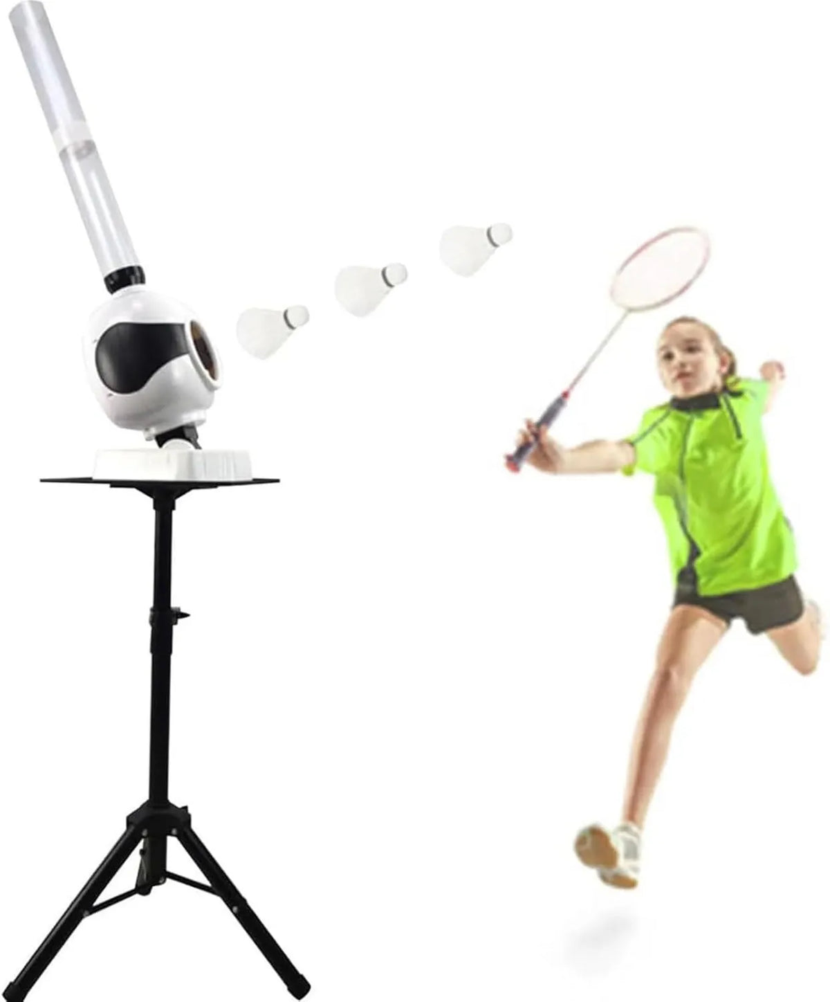 Badminton-Ballmaschine für Einzeltraining und Vereinstraining, mit Fernbedienung, automatischer Betrieb, Federball-Trainingsgerät