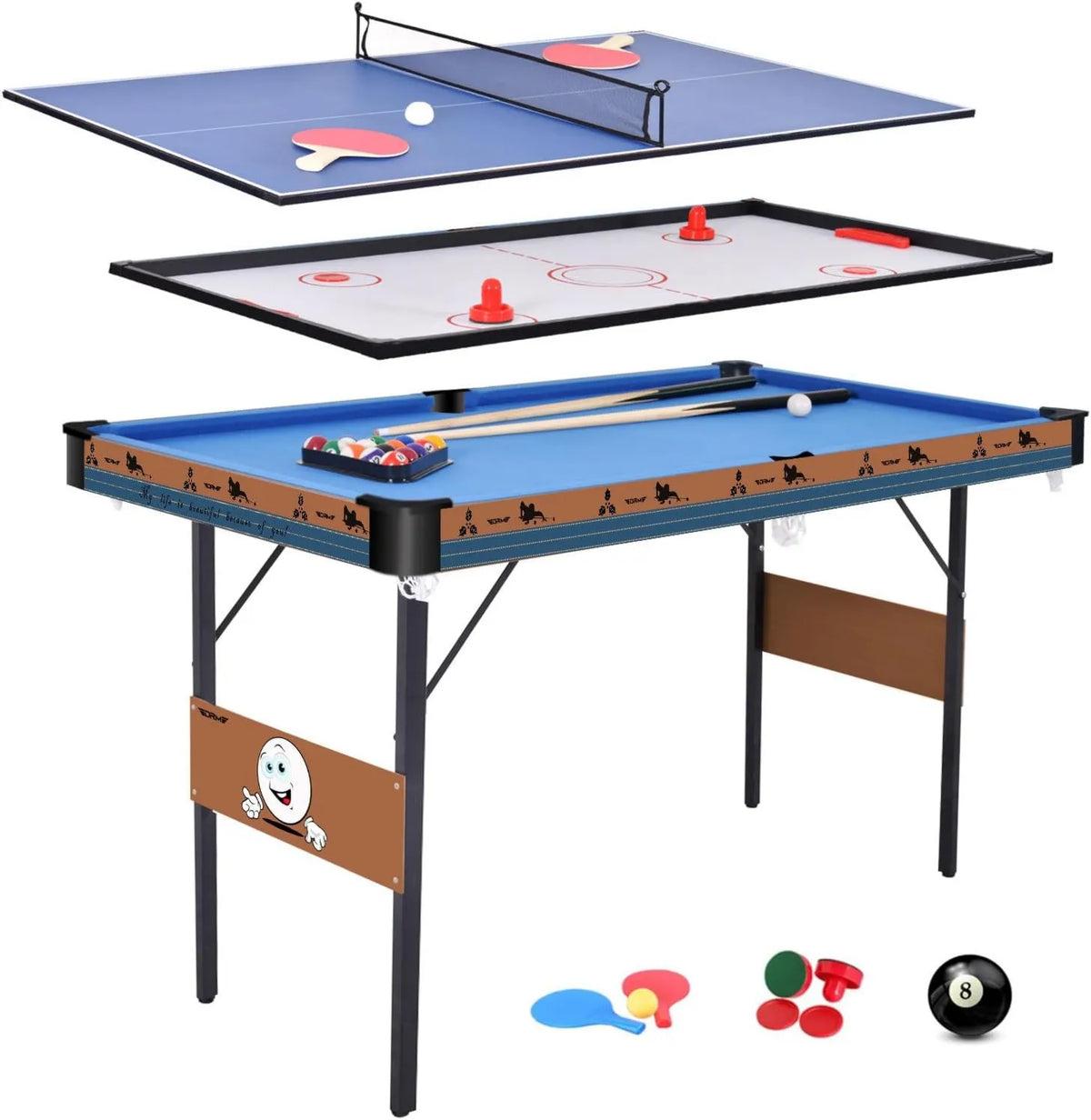 Multifunktionaler Spieltisch für Spielzimmer und Familienfreizeit, klappbare Konstruktion, Mehrfach-Spieltisch