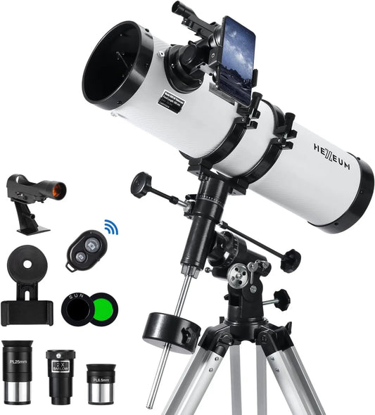 Astronomisches Reflektor-Teleskop, Newton-Spiegelteleskop, 2X, mit WLAN, für Beobachtung von Mond, Planeten und Deep Sky