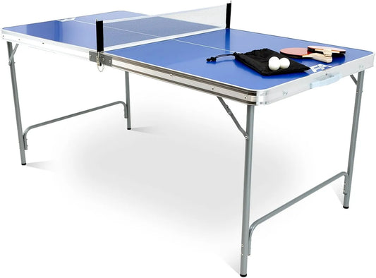 Tischtennisplatte, Tischtennistisch, klappbare Konstruktion, für innen und außen, mit Netz, mit Schlägern, für Training und Freizeitspiel