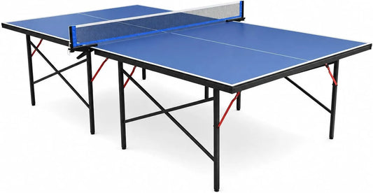 Tischtennisplatte, Tischtennistisch, klappbare Konstruktion, für den Innenbereich, mit Netz, blau, 1.5 cm, für Training und Freizeitspiel