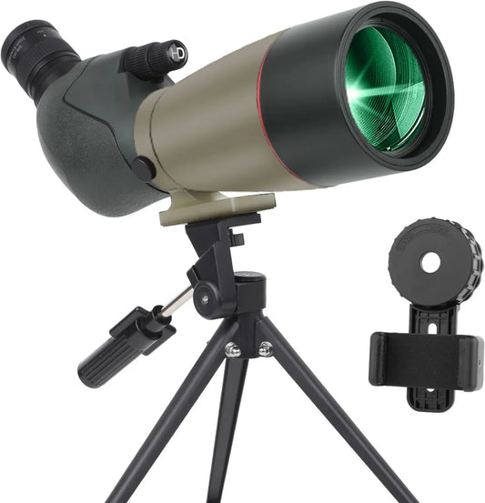 Beobachtungsfernrohr, Spektiv mit Zoom, 25-75x Zoom, 70 mm Objektiv, mit Stativ, mit Transporttasche, für Vogelbeobachtung, Natur