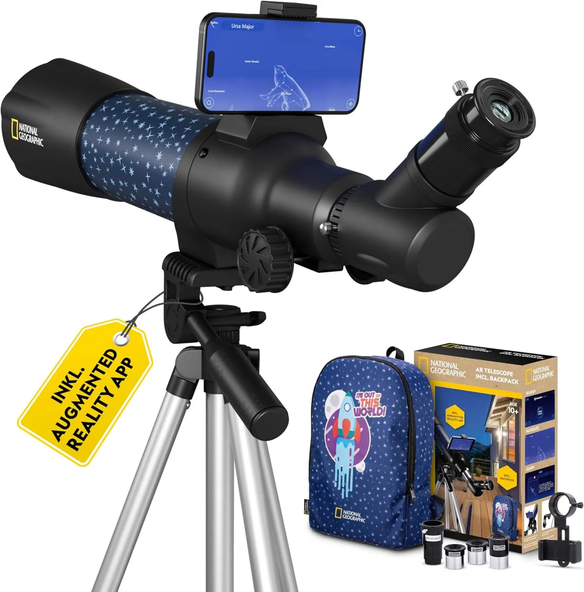 National Geographic smartes AR Kinderteleskop mit Astronomisches Teleskop, Beobachtungsfernrohr für Einsteiger und Erwachsene