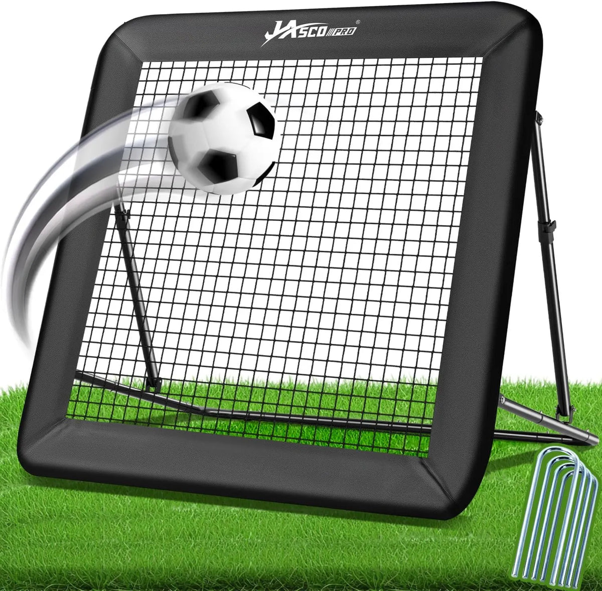 Ball-Rebounder mit Rückprallnetz, Kickback-Trainingsnetz, für Fußball, Handball und Ballkontrolle, JASCOPRO