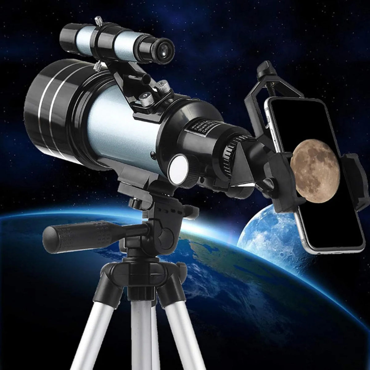Linsenteleskop für Himmelsbeobachtung, Astronomisches Refraktor-Teleskop, mit Smartphone-Adapter, für Beobachtung unterwegs