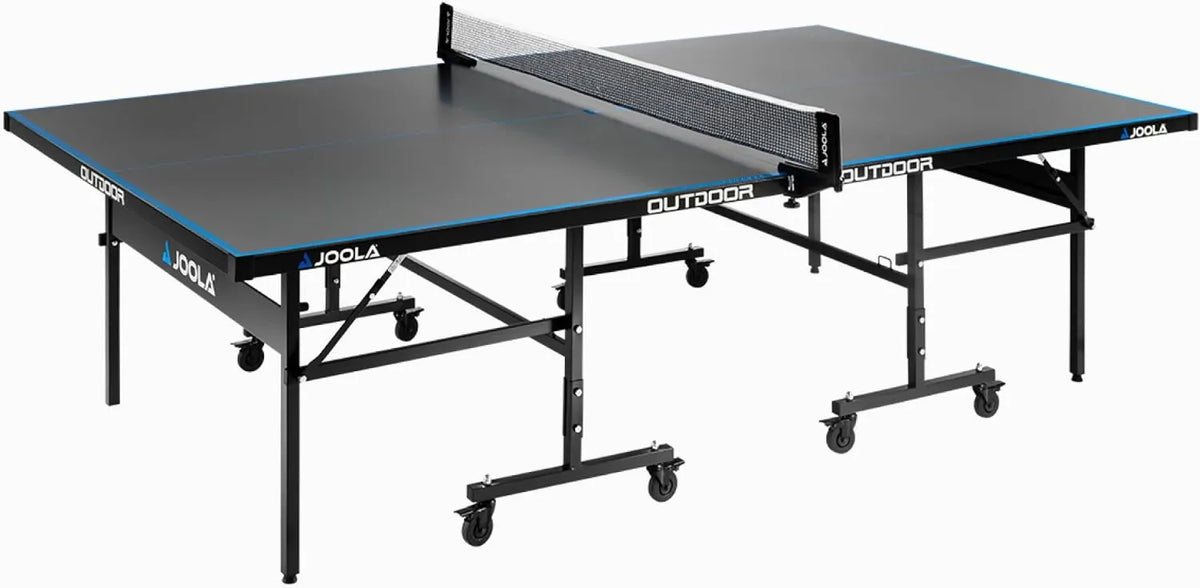 JOOLA Tischtennisplatte, Tischtennistisch, klappbare Konstruktion, wetterfest, für den Außenbereich, aus Aluminium, für Training und Freizeitspiel