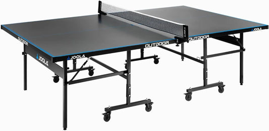 JOOLA Tischtennisplatte, Tischtennistisch, klappbare Konstruktion, wetterfest, für den Außenbereich, aus Aluminium, für Training und Freizeitspiel