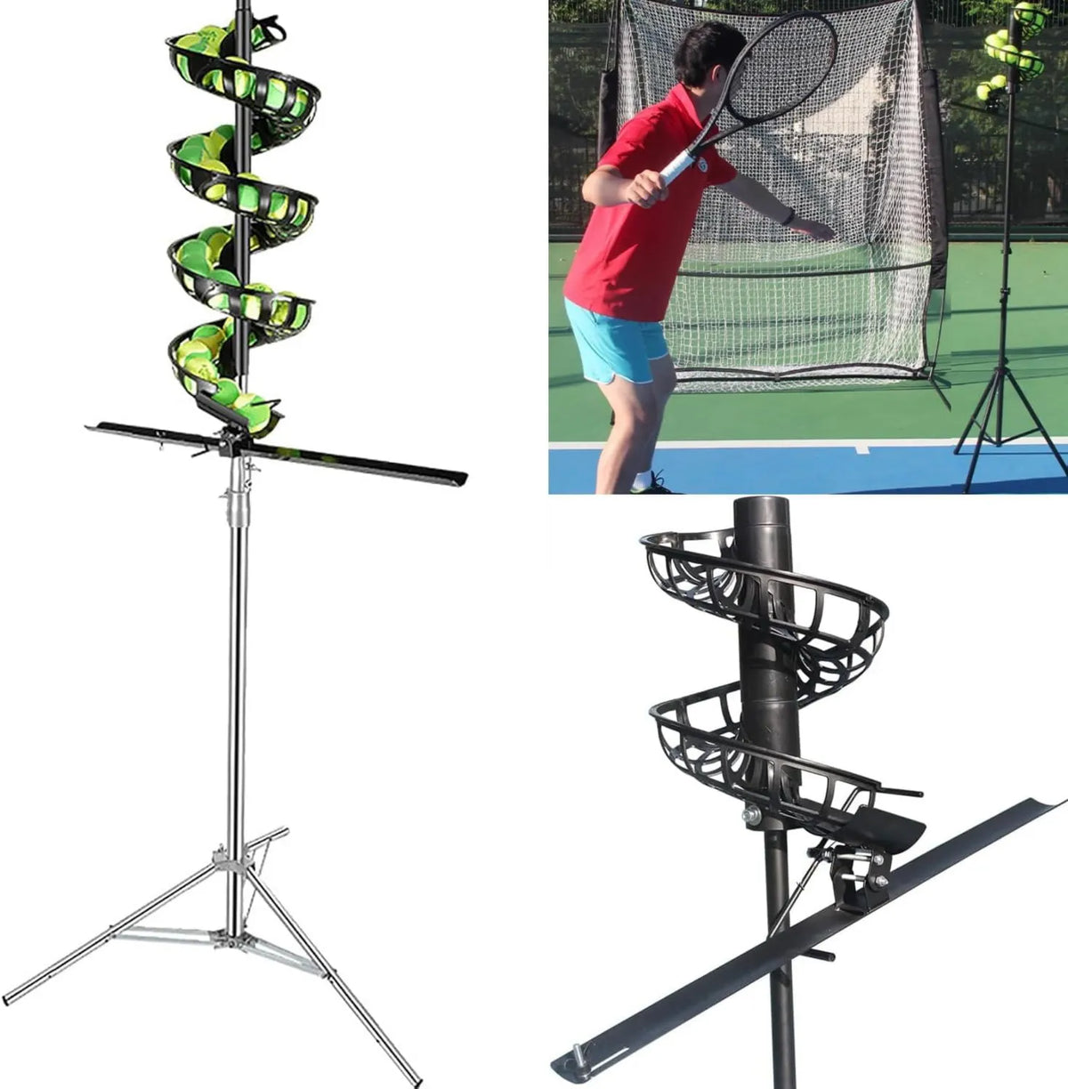 Tennis-Ballmaschine für Solo- und Vereinstraining, höhenverstellbar, 33 Bälle, automatisches Trainingsgerät