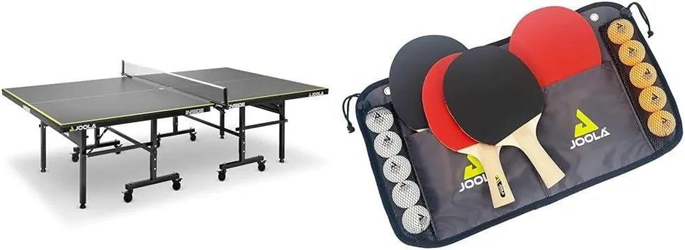 JOOLA Tennis-Set für Training und Freizeitspiel, klappbare Konstruktion, für den Innenbereich, 35 cm, 4 Schläger, Tennisschläger mit Zubehör