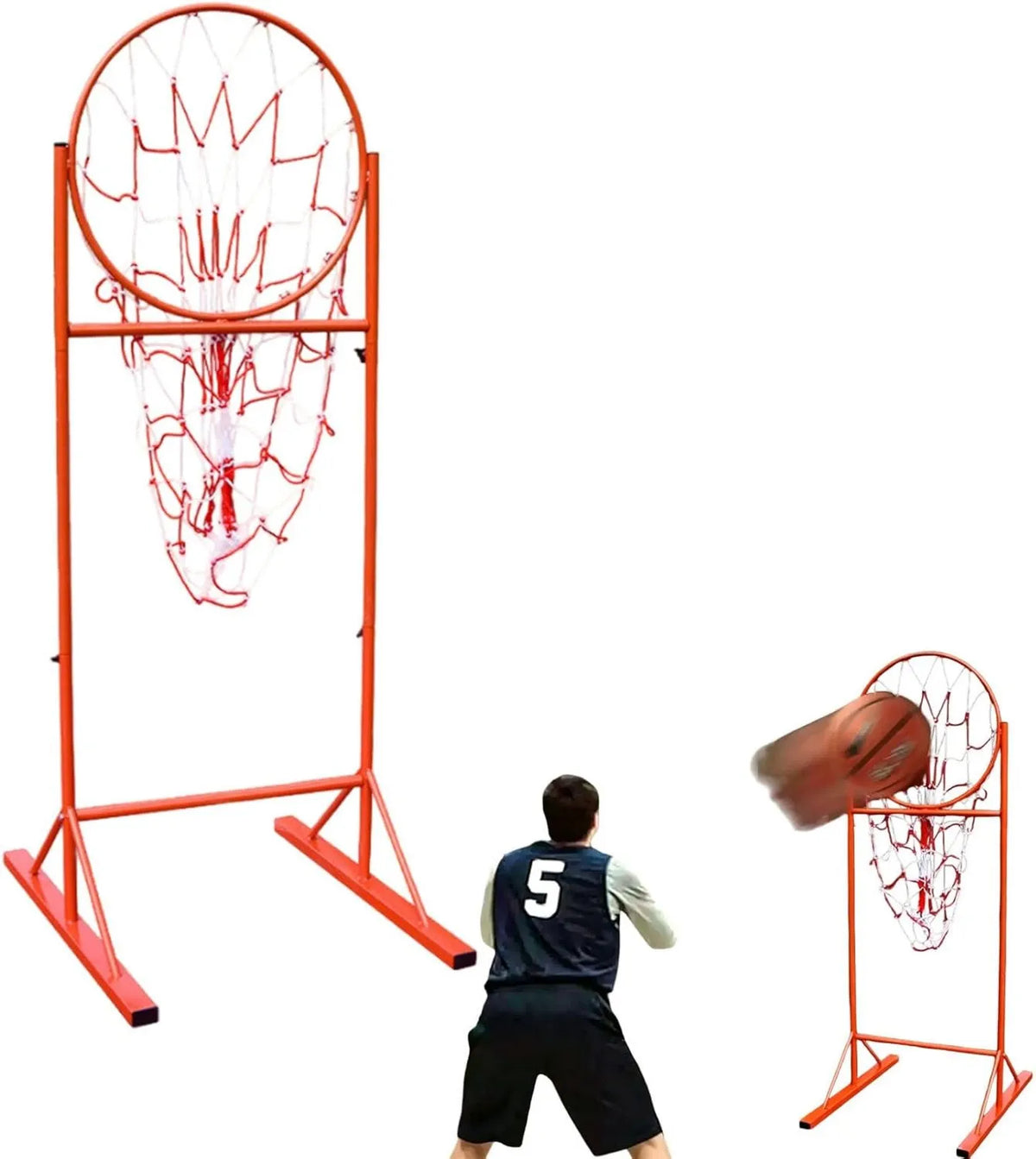 Basketball-Pass- und Rücklauftrainer für Pass- und Wurftraining, höhenverstellbar, mit Netz, 2 m, Basketball-Trainingshilfe