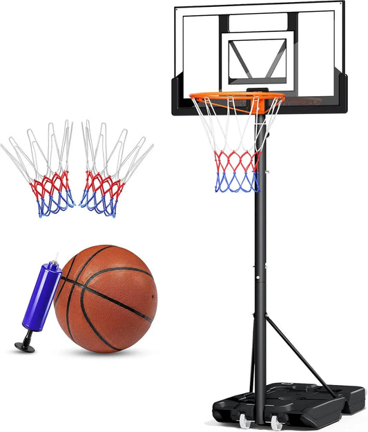 Basketball-Rückwand, Basketball-Zielbrett, höhenverstellbar, wetterfest, für den Außenbereich, mit Netz, 100-305cm, für Korbanlagen und Wurftraining