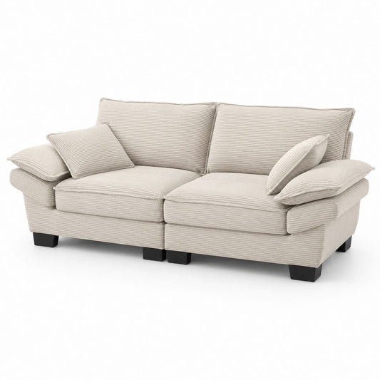 Set 2 pezzi – Zweisitziges rechteckiges modulares Sofa aus Beige-Küstensamt, Satz von 2 Modulen, 220 × 96 × 88 cm