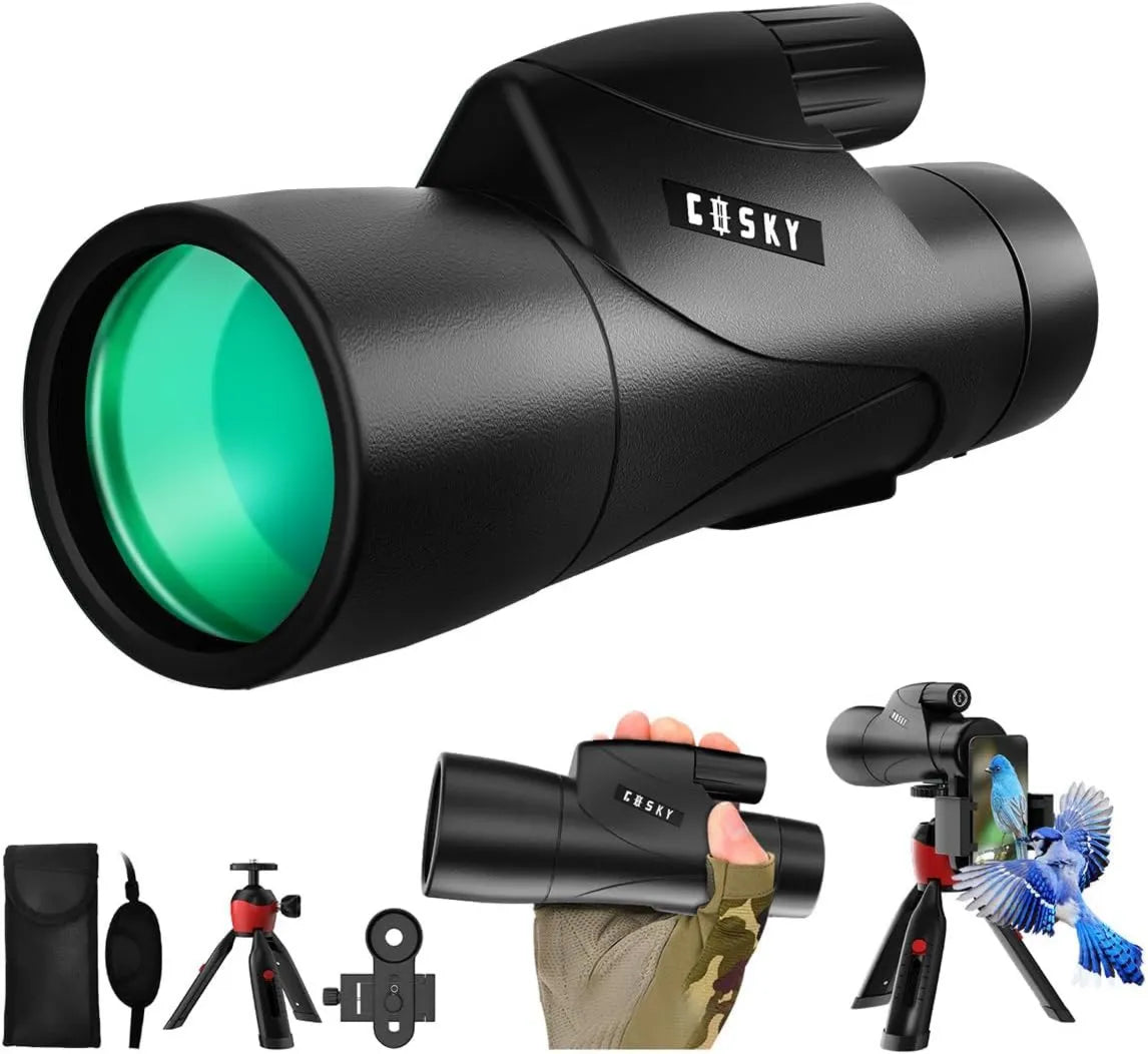 Spektiv mit Zoom Gosky Piper Monokular, Beobachtungsfernrohr, 12x55, BAK4/FMC-Optik, mit Smartphone-Adapter
