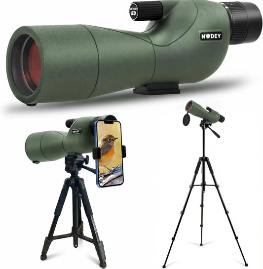 Spektiv mit Zoom für Vogelbeobachtung, Natur und Zielbeobachtung, Beobachtungsfernrohr, 25-75x Zoom, 60 mm Objektiv, BAK4/FMC-Optik