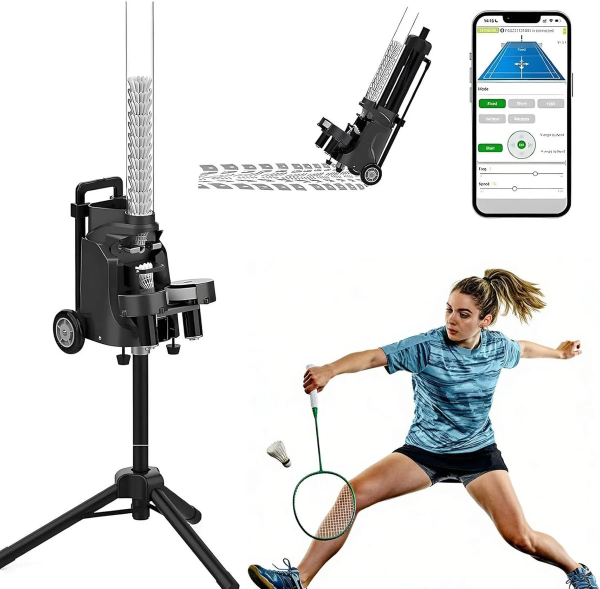 Badminton-Federbälle, Trainingsbälle für Federball, mit Fernbedienung, automatischer Betrieb, 8 Stunden, für Training und Freizeitspiel