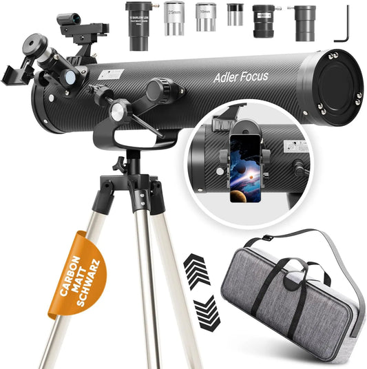 Astronomisches Teleskop für Beobachtung von Mond, Sternen und Natur, Beobachtungsfernrohr für Einsteiger und Erwachsene, 20-350x