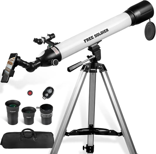 Astronomisches Refraktor-Teleskop, mit WLAN, mit Stativ, Linsenteleskop für Himmelsbeobachtung für Mond, Planeten und terrestrische Beobachtung