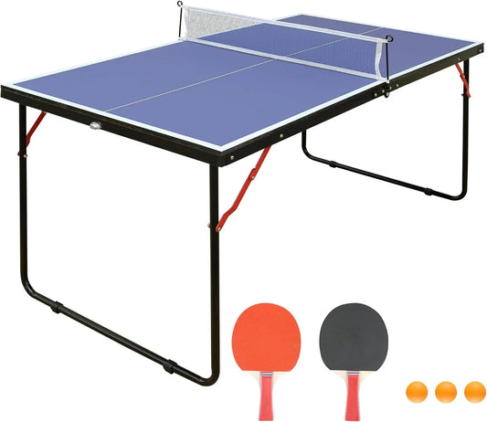 Tischtennisplatte, klappbare Konstruktion, leicht transportierbar, für innen und außen, mit Netz, 137,17cm × 76,2cm × 68,58cm