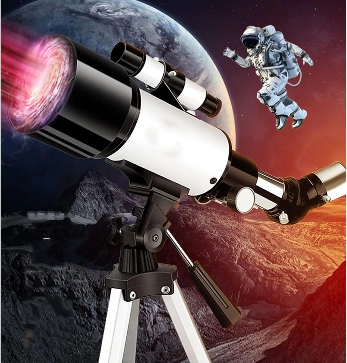 Linsenteleskop für Himmelsbeobachtung, Astronomisches Refraktor-Teleskop, 70 mm, 400 mm, mit Stativ, mit Transporttasche