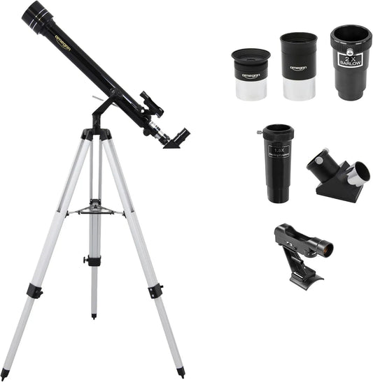 Omegon AC 60/700 AZ Astronomisches Teleskop, Beobachtungsfernrohr für Einsteiger und Erwachsene für Beobachtung von Mond, Sternen