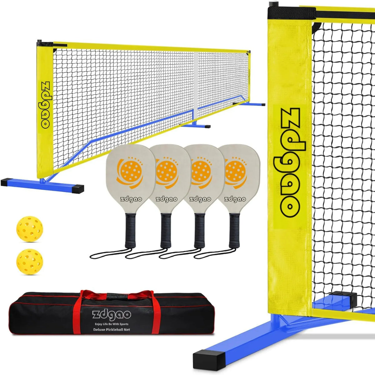 Pickleball-Netz für Garten, Court und Training, für den Außenbereich, mit Netz, mit Bällen, Set mit 4, mobiles Netzsystem