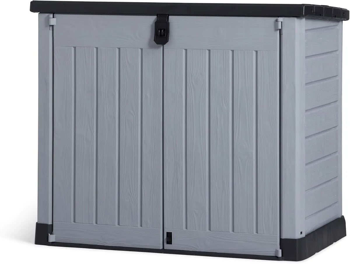 Keter Mülltonnenbox Store-it-out – aus Polypropylen, 145.5 x 82 x 123 cm, 1200 L, abschließbar, wetterfest, UV-beständig, schwarz