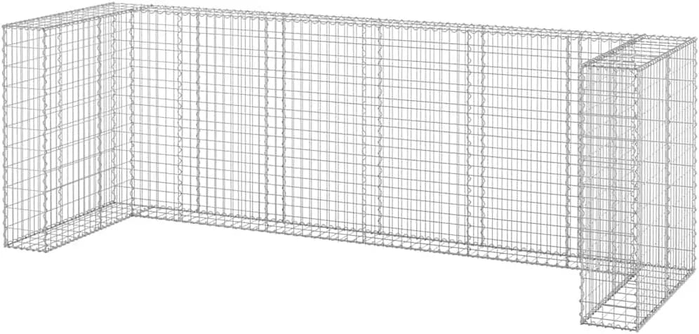 Mülltonnenbox, aus verzinktem Stahl, 325 x 100 x 110 cm, als Sichtschutz und Unterstand für Abfalltonnen