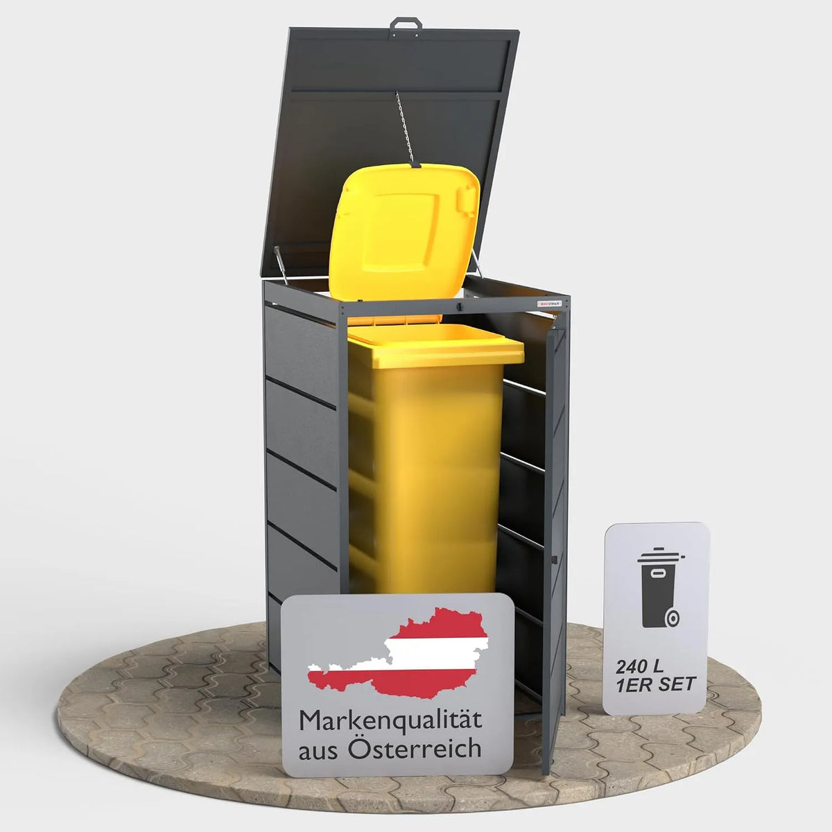Mülltonnenbox – 240 Liter, als Sichtschutz und Unterstand für Abfalltonnen, als Mülltonnen-Sichtschutz im Garten
