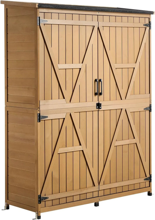 VEVOR Gartenschrank – aus Holz, 121 x 43 x 162,5 cm, abschließbar, mit Boden, mit Einlegeböden, für Gartengeräte und Werkzeug