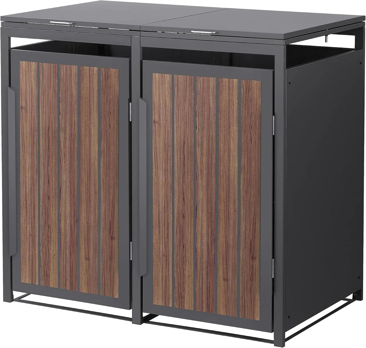 Mülltonnenbox, für 2 Mülltonnen, aus Stahl, 132 x 80 x 120 cm, 240 L, wetterfest, anthrazit, als Sichtschutz und Unterstand für Abfalltonnen