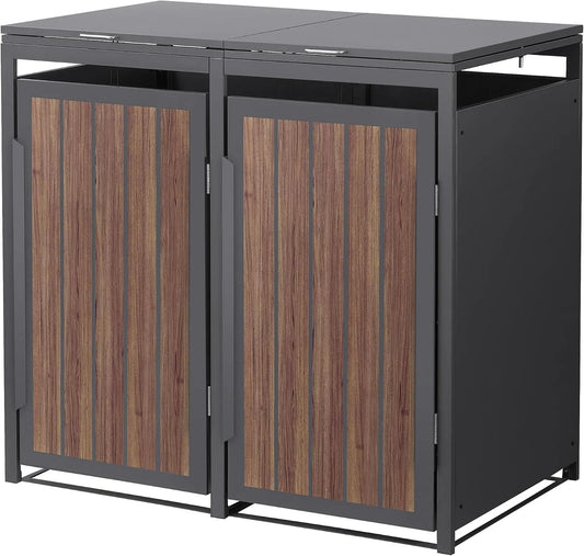 Mülltonnenbox, für 2 Mülltonnen, aus Stahl, 132 x 80 x 120 cm, 240 L, wetterfest, anthrazit, als Sichtschutz und Unterstand für Abfalltonnen