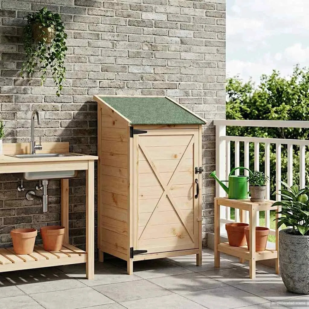 Gerätehaus, aus Massivholz, 59,5 x 56 x 113,5 cm, mit Belüftung, für Gartengeräte und Werkzeug