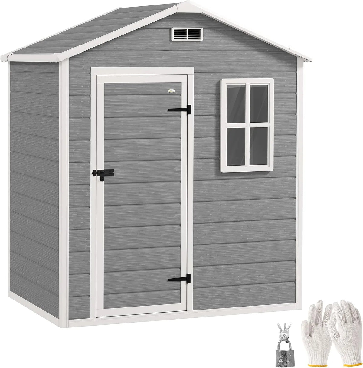Outsunny Gerätehaus – 182 x 121 x 200 cm, 1,9 m², mit Satteldach, grau, für Gartengeräte, Werkzeug und Außenlagerung