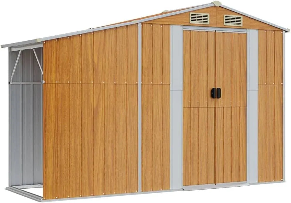 Gerätehaus, 277 x 93 x 179 cm, braun, für Gartengeräte, Werkzeug und Außenlagerung, Gerätehaus