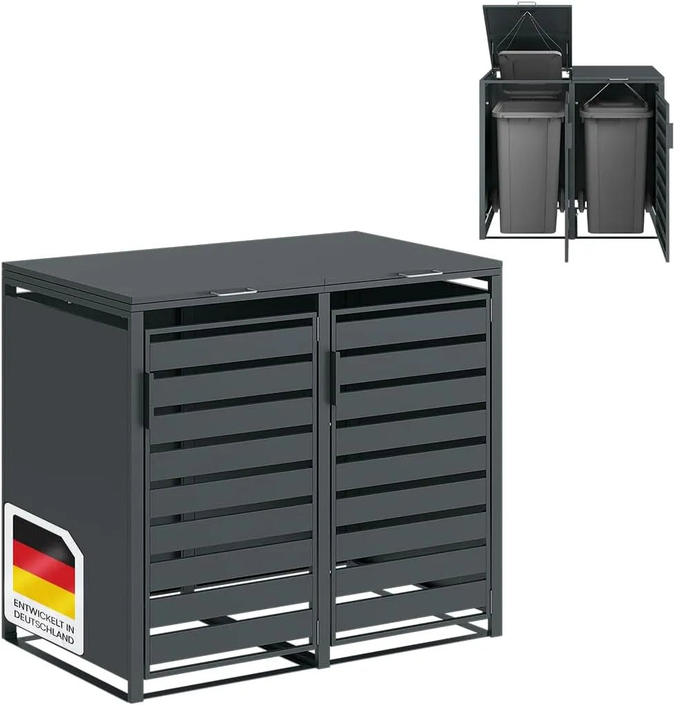 Mülltonnenbox Kestra – aus Stahl, 240 L, anthrazit, als Sichtschutz und Unterstand für Abfalltonnen