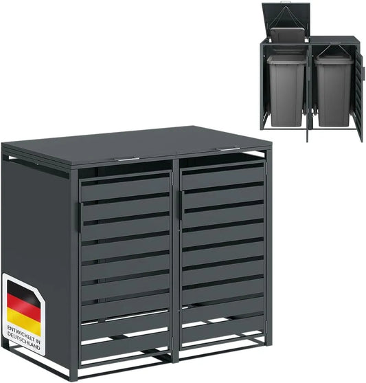 Mülltonnenbox Kestra – aus Stahl, 240 L, anthrazit, als Sichtschutz und Unterstand für Abfalltonnen